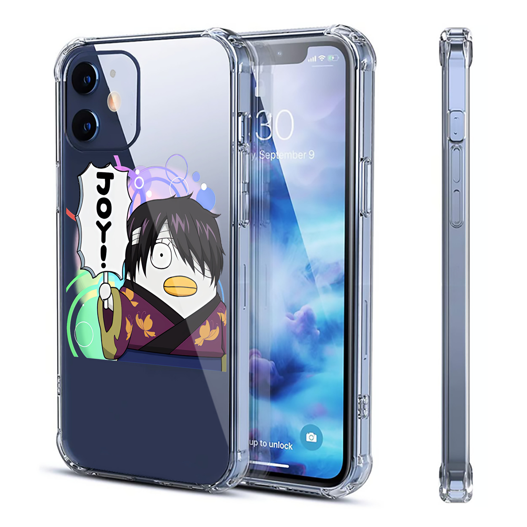 （画像用） ぎんたま 坂田銀時（さかたぎんとき） 神楽 志村新八（しむら しんぱち） GINTAMA Sakata Gintoki Kagura Shimura Shinpachi 【iPhone 12シリーズ対応】透明スマホケース（クリアソフトケース）